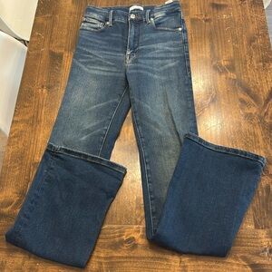 Good American Blue Flare Wide Leg Jeans with Medium Wash